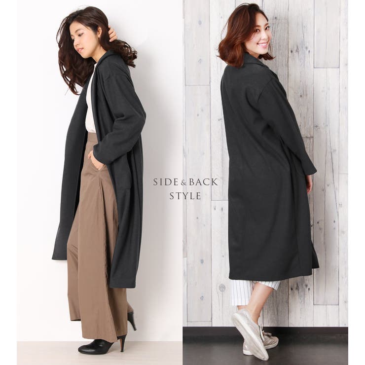 裏起毛 ロング コーディガン レディース 秋冬 M チャコール | sankyo shokai  | 詳細画像4 