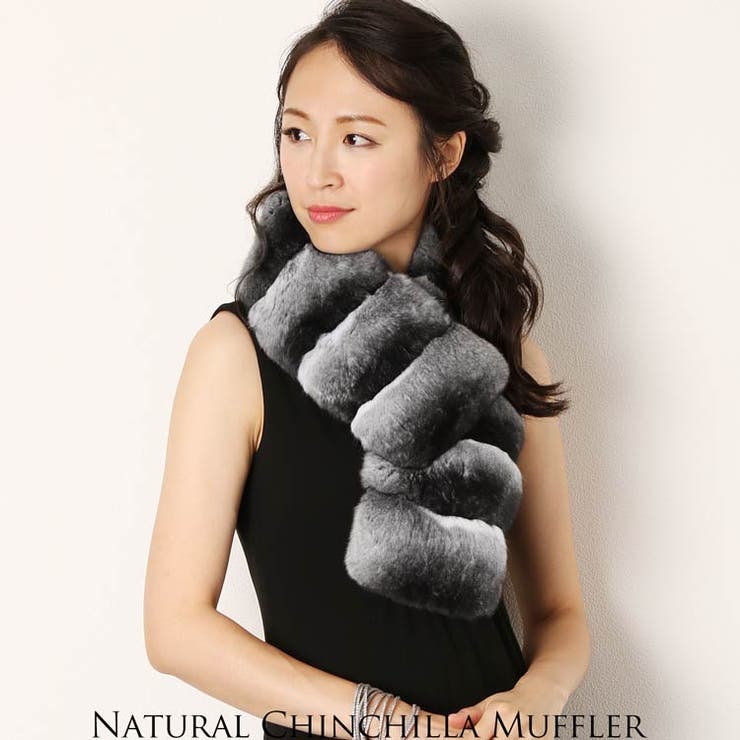 チンチラマフラー　リメイク新品 ナチュラル チンチラ マフラー / レディース[品番：SNKC0001230