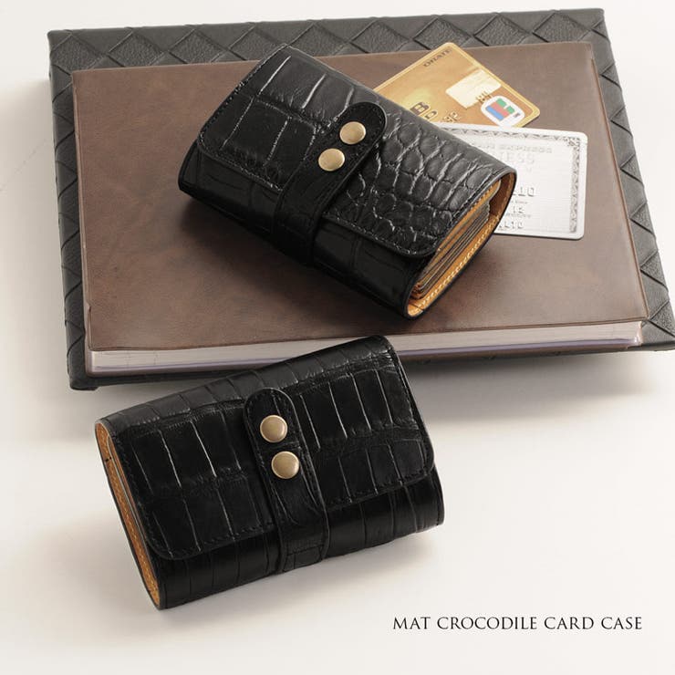 クロコダイル カードケース マット加工 レディース ブラック | sankyo shokai  | 詳細画像9 