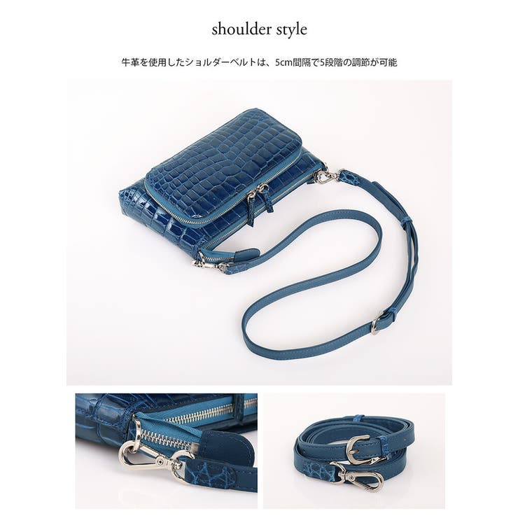 クロコダイル2WAYバッグシャイニング加工ハンドバッグポシェットレディース