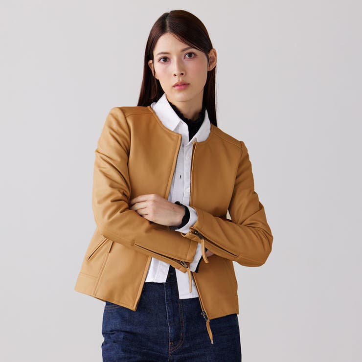 山羊革　本革　レザーコート　ショートトレンチコート　ＬＬ オレンジ色 山羊革 本革 レザーコート ショートトレンチコート LL オレンジ色