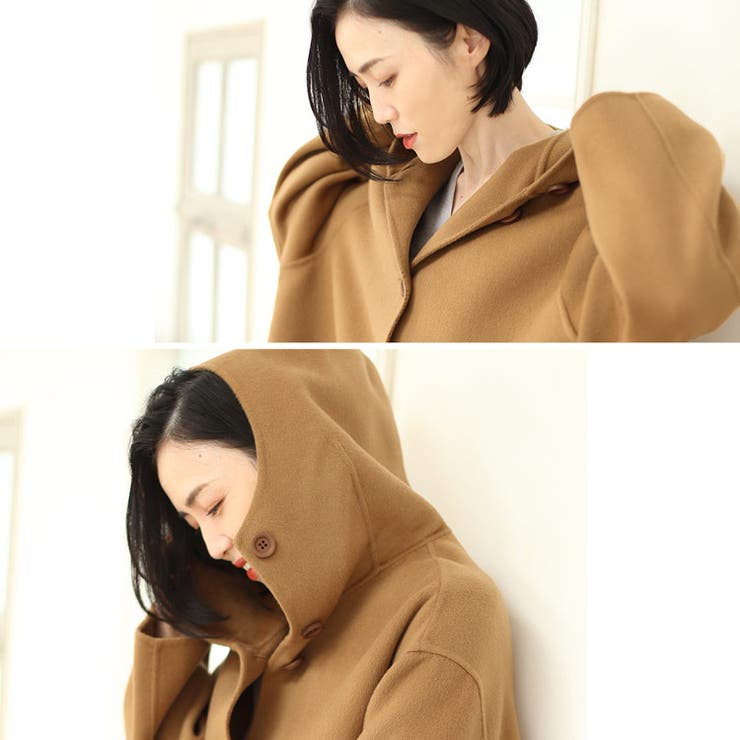 フード付きコート オーバーサイズ コート[品番：SNKC0002316]｜sankyo