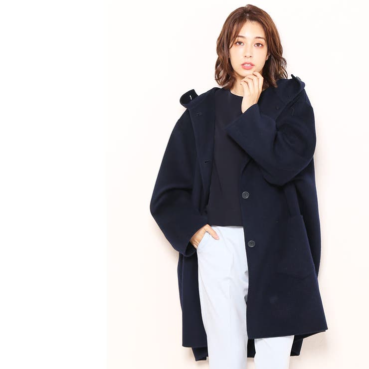 フード付きコート オーバーサイズ コート[品番：SNKC0002316]｜sankyo