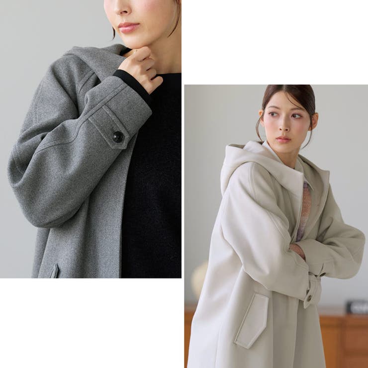 ロングコート フード付き レディース[品番：SNKC0002292