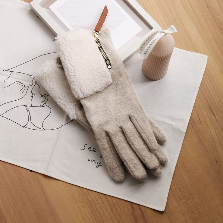 ニット＆ボア 手袋 エコファー | sankyo shokai  | 詳細画像9 