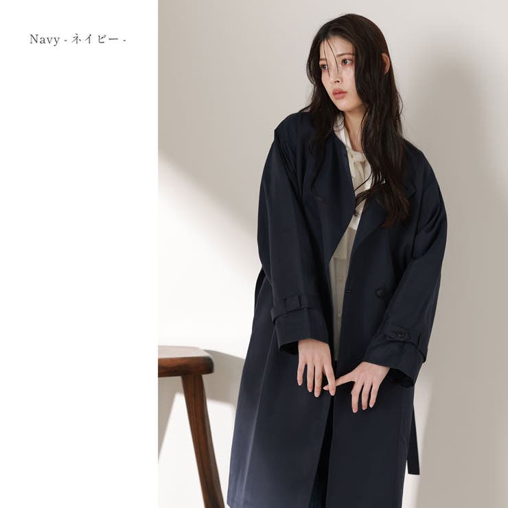 ノーカラーコート レディース ロング丈[品番:SNKC0002239 ノーカラーコート レディース ロング丈[品番:SNKC0002239