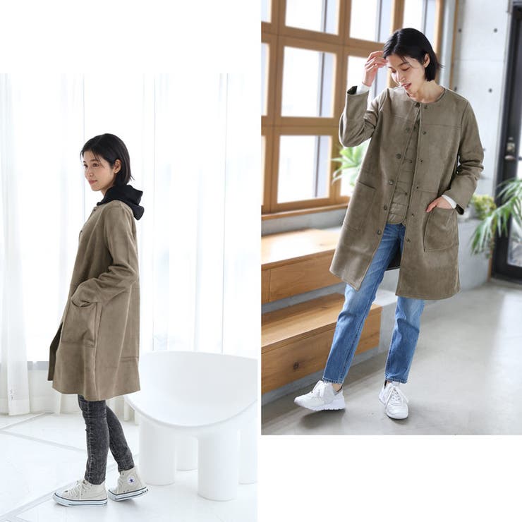 ノーカラーコート スエードポンチ ライナーベスト付き | sankyo shokai  | 詳細画像12 