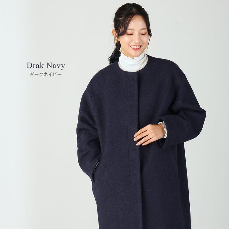 楽天 ノーカラーコート レディース ロング丈[品番：SNKC0002196 ジャケット・アウター