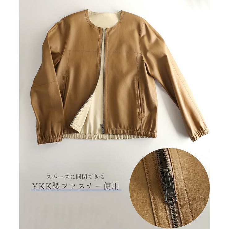 レザージャケット レディース ノーカラー | sankyo shokai  | 詳細画像9 