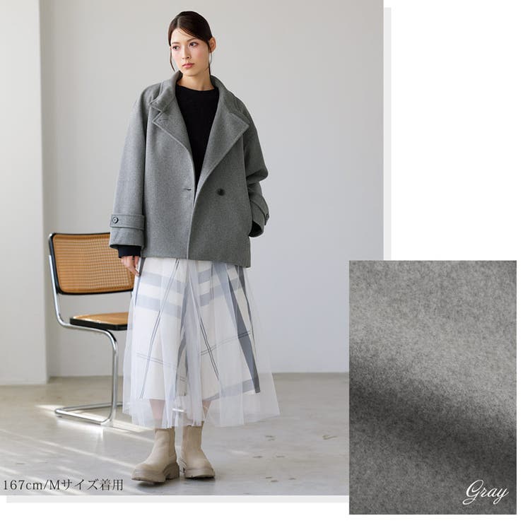 スタンドカラーコート レディース ショート丈 | sankyo shokai  | 詳細画像8