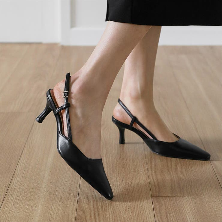 DIANA ブラック スリングバックヒール DIANA ブラック スリングバックヒール