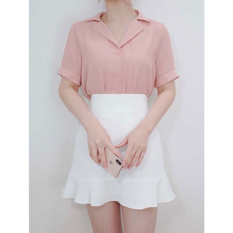 [美品] かぐれ　ピグメントダイ2WAYブラウス　ピンク　袖フレア　ゆったり　F PROPORTION BODY DRESSING（プロポーションボディドレッシング