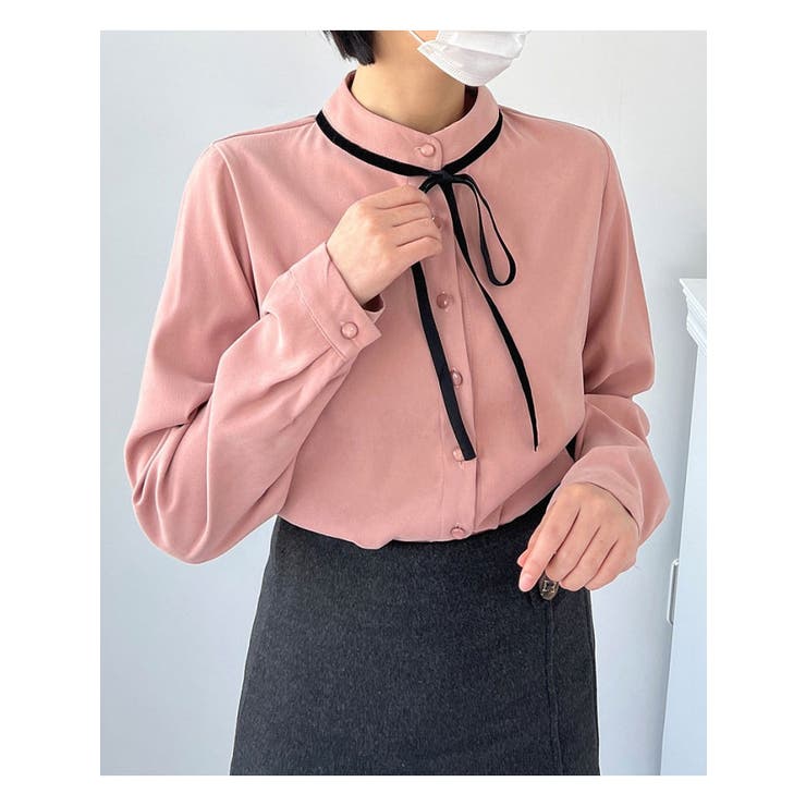 配色リボンシャツブラウス 全3色 春秋冬 | VIVID LADY | 詳細画像18 