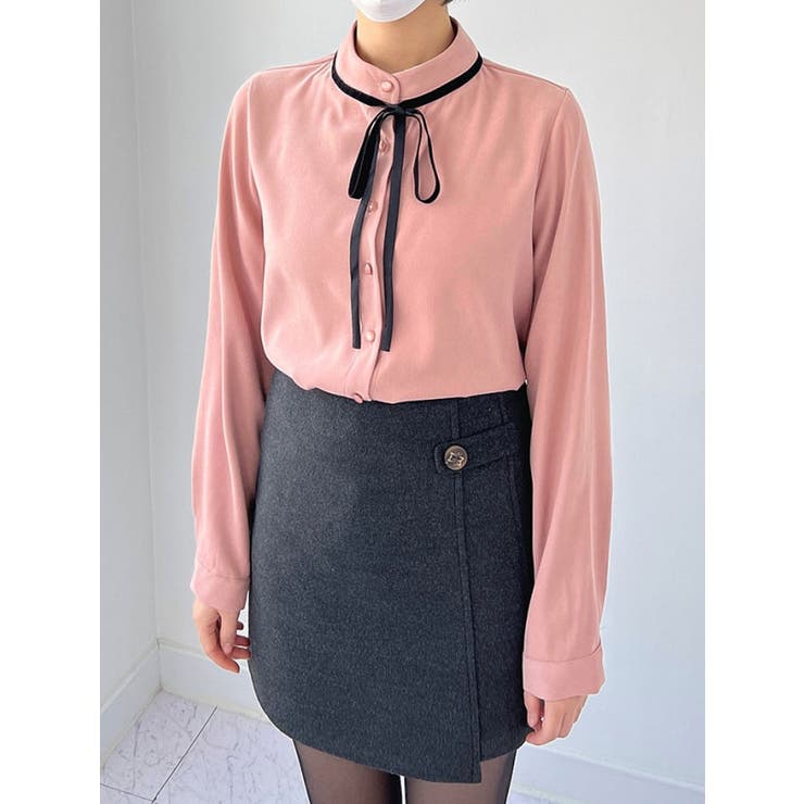 配色リボンシャツブラウス 全3色 春秋冬 | VIVID LADY | 詳細画像19 