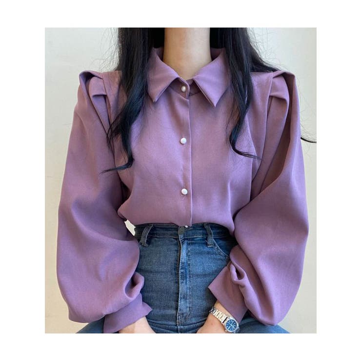 トップス紫　シャツ