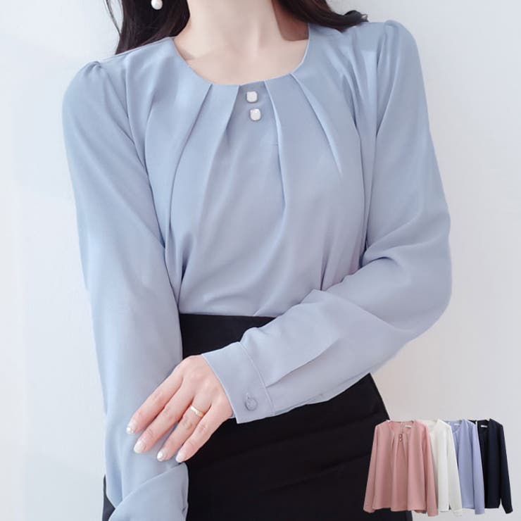 ボリューム感が伝わるピンタックブラウス 韓国 春 | VIVID LADY | 詳細画像1 