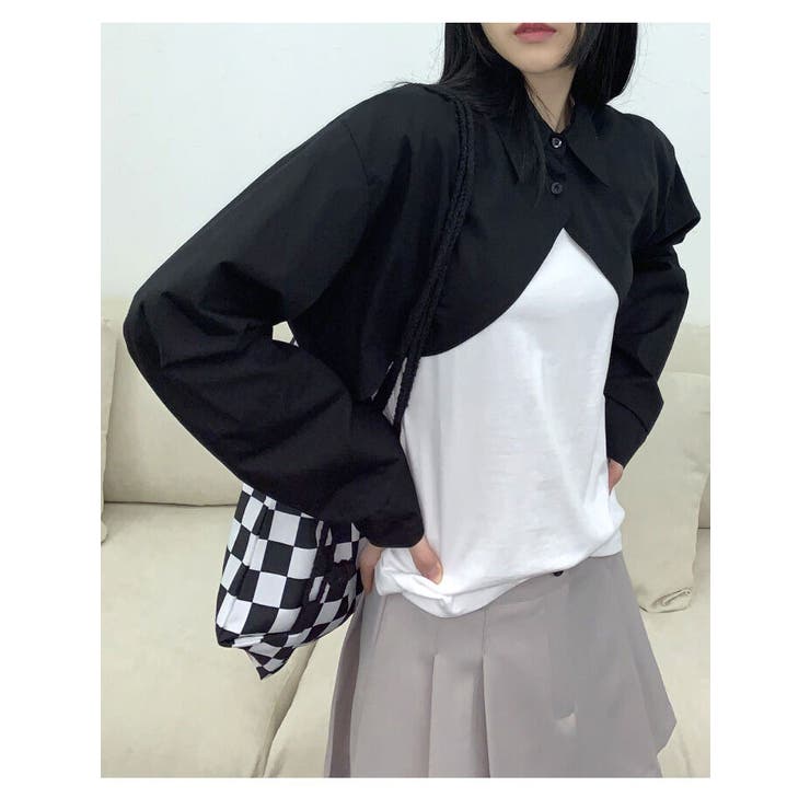 ボレロクロップド丈シャツ 長袖 クロップド丈[品番:KH000013498 ボレロクロップド丈シャツ 長袖 クロップド丈[品番:KH000013498