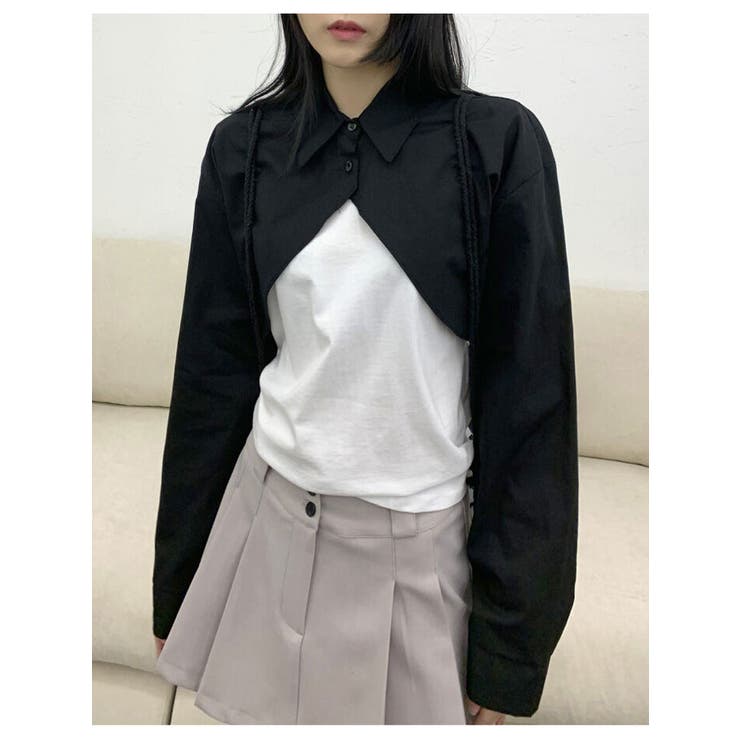 お気にいる ボレロクロップド丈シャツ 長袖 クロップド丈[品番：KH000013498 トップス