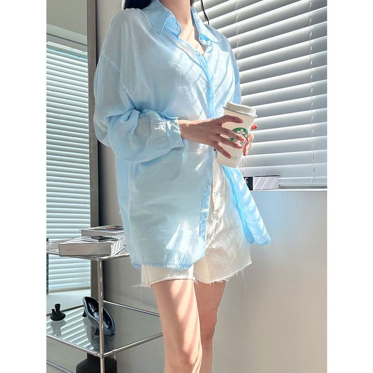 シアー袖バルーンオーバーフィットロングシャツ 長袖 全7色 | VIVID LADY | 詳細画像9 