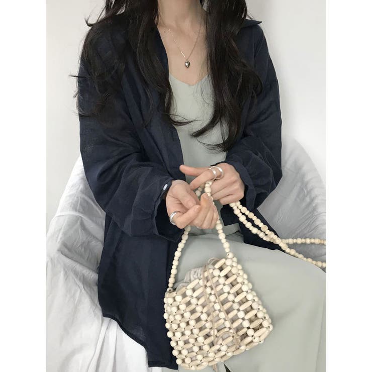 ブラック | シアー袖バルーンオーバーフィットロングシャツ 長袖 全7色 | VIVID LADY