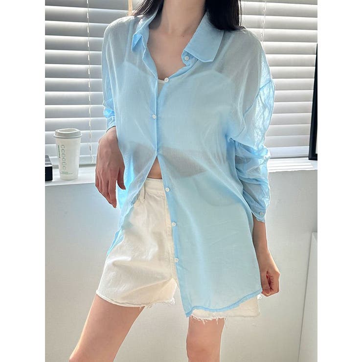 シアー袖バルーンオーバーフィットロングシャツ 長袖 全7色 | VIVID LADY | 詳細画像2 