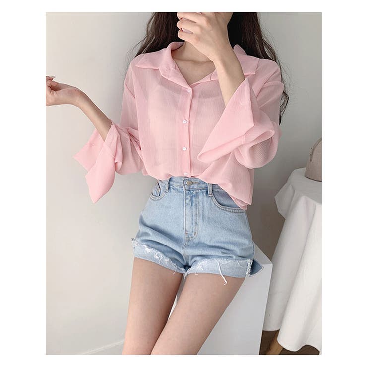 ブラウス シャツ Ruffle Deco French Pink Shirt レディース s-l1200.jpg