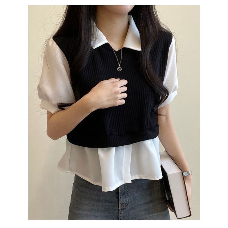 配色シフォン半袖ブラウス レディース 春夏 品番 Kh Vivid Lady ビビッドレディー のレディースファッション通販 Shoplist ショップリスト