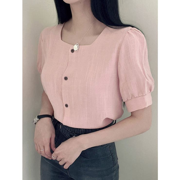 クールで豪華な半袖ブラウス レディース 韓国[品番：KH000012362