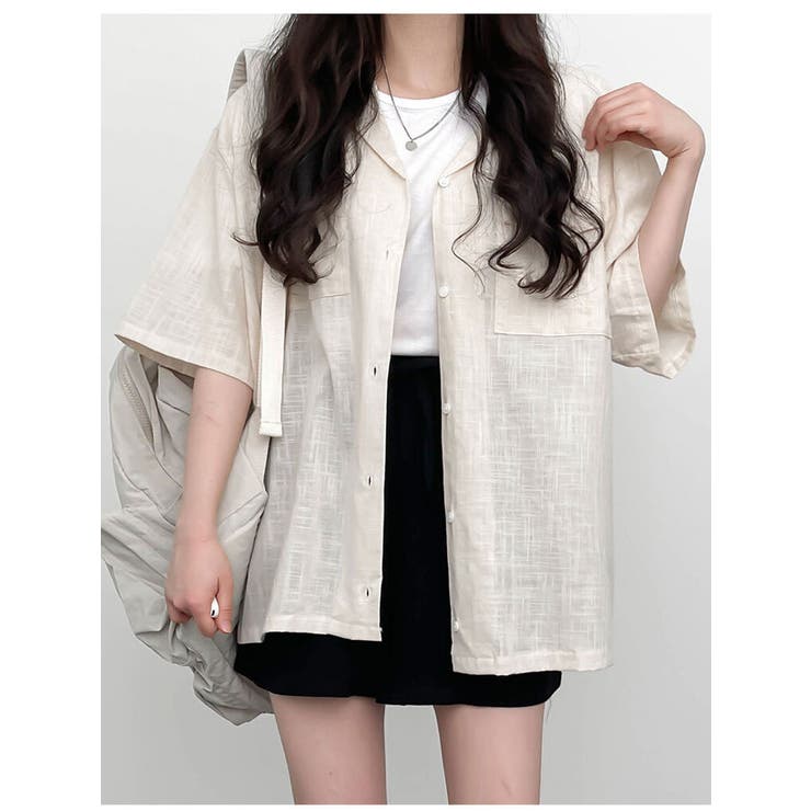 23区◆半袖ブラウス/38/リネン/BEG SLOWMADE.ストライプ半袖ブラウス | ファッション通販サイト NUGU