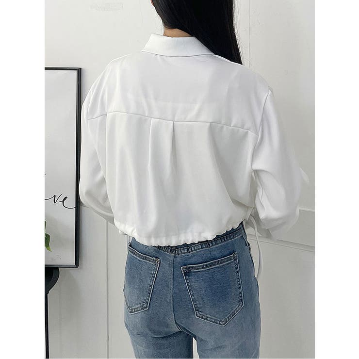 クロップド丈シャツブラウス 2way 春アウター[品番:KH000013711 クロップド丈シャツブラウス 2way 春アウター[品番:KH000013711