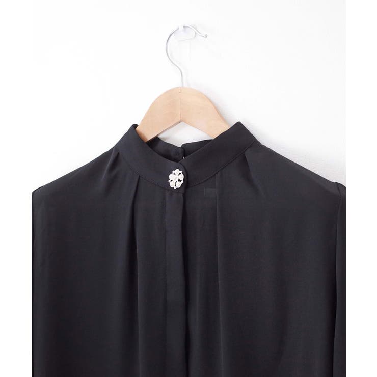 花ブローチ付きピンタックブラウス レディース オフィスブラウス | VIVID LADY | 詳細画像4 