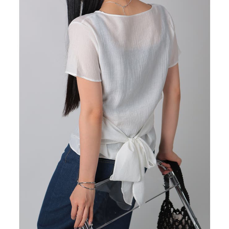 アイボリー | ウエストリボン付きプルオーバーブラウス | VIVID LADY