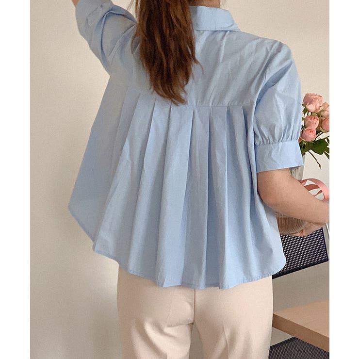 シャツ+ブラウス(半袖+袖なし) BIBIY CORA PUFF BLOUSE BLUE BIBIY. MADE |CORA PUFF BLOUSE BLUE｜Bibiy.