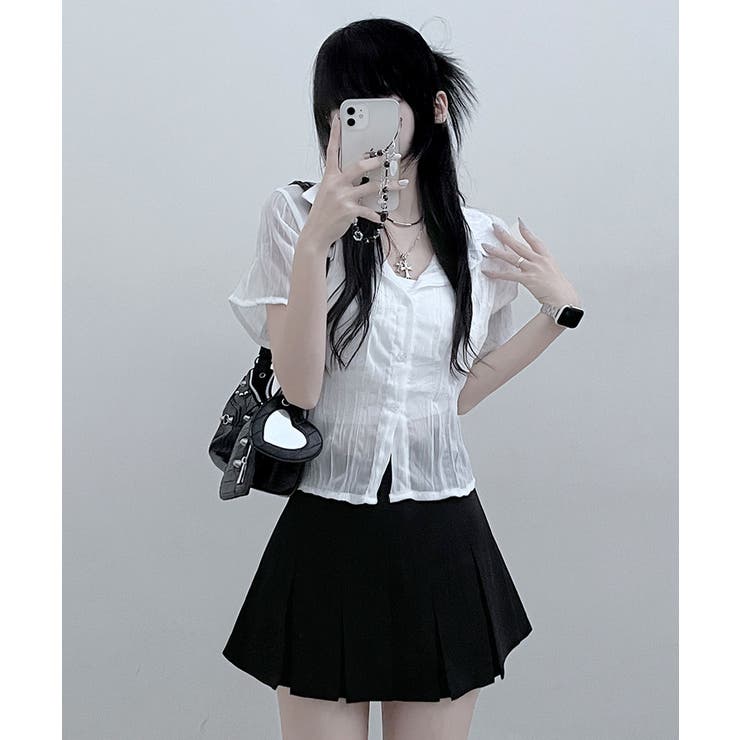 ジーフォア レディース 黒長袖シャツと白ショートパンツ ウエストポーチ3点セット ジーフォア レディース 黒長袖シャツと白ショートパンツ