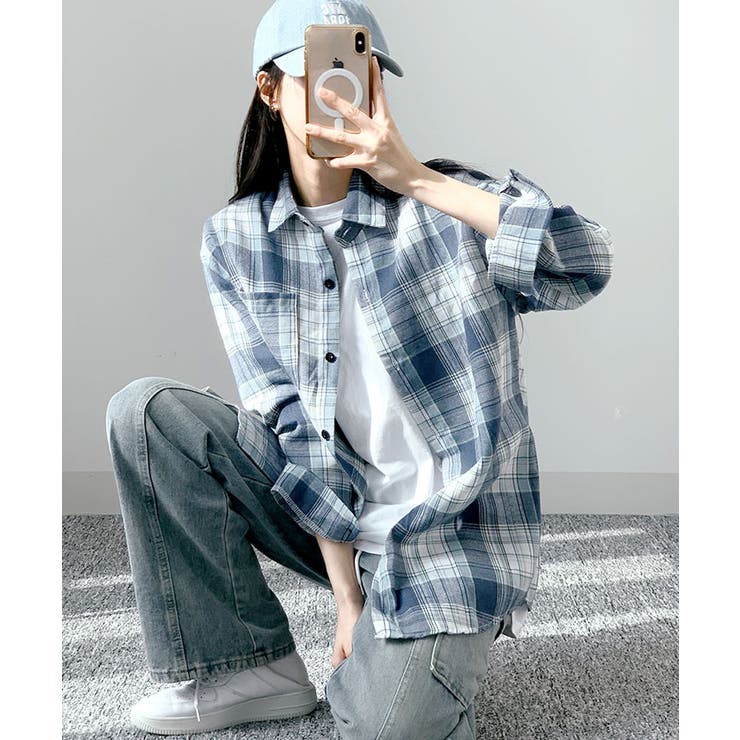 チェックシャツ レディース 長袖シャツ[品番：KH000014928