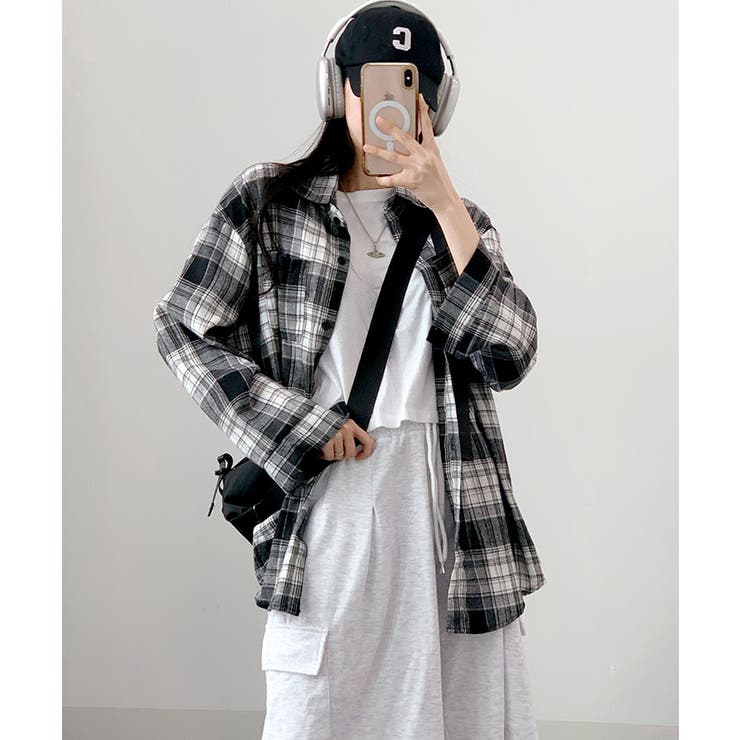 チェックシャツ レディース 長袖シャツ[品番：KH000014928