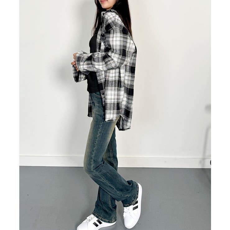 チェックシャツ レディース 長袖シャツ[品番：KH000014928