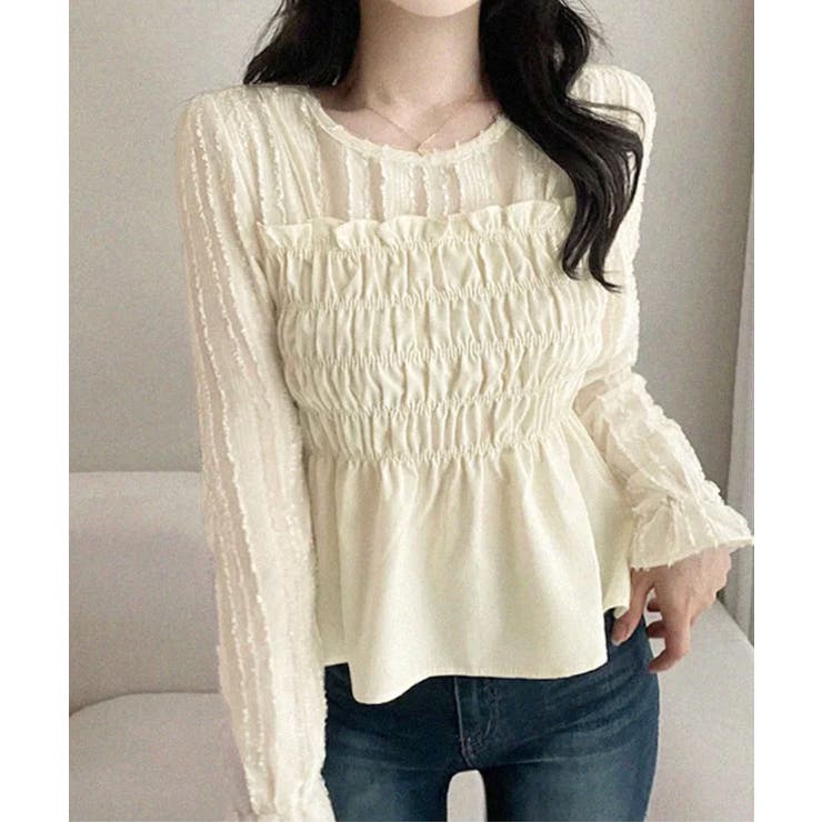 レイヤード風 シャーリングペプラムトップス | VIVID LADY | 詳細画像1 