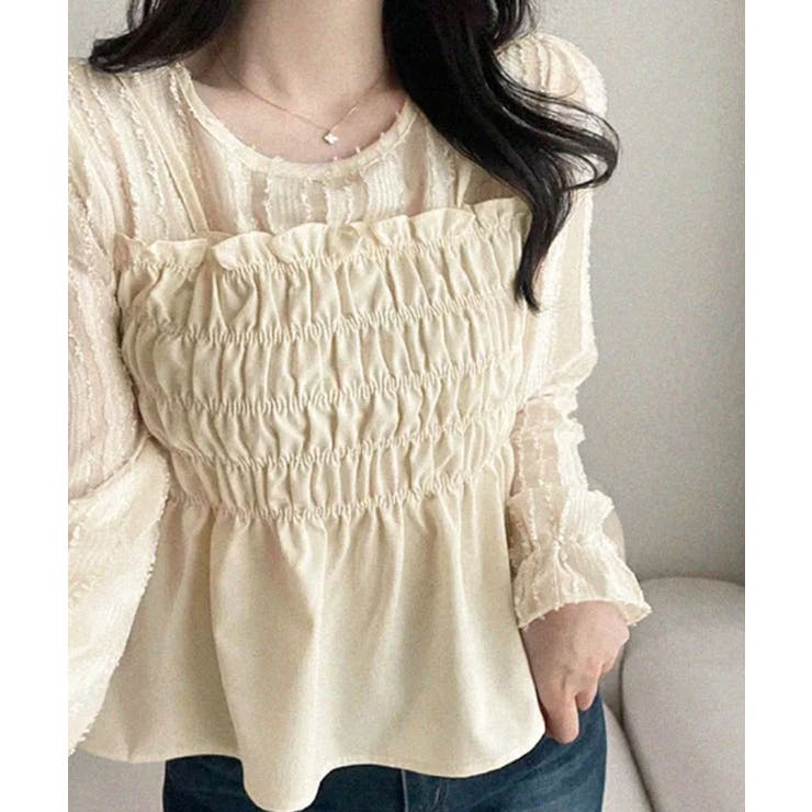 レイヤード風 シャーリングペプラムトップス | VIVID LADY | 詳細画像3 