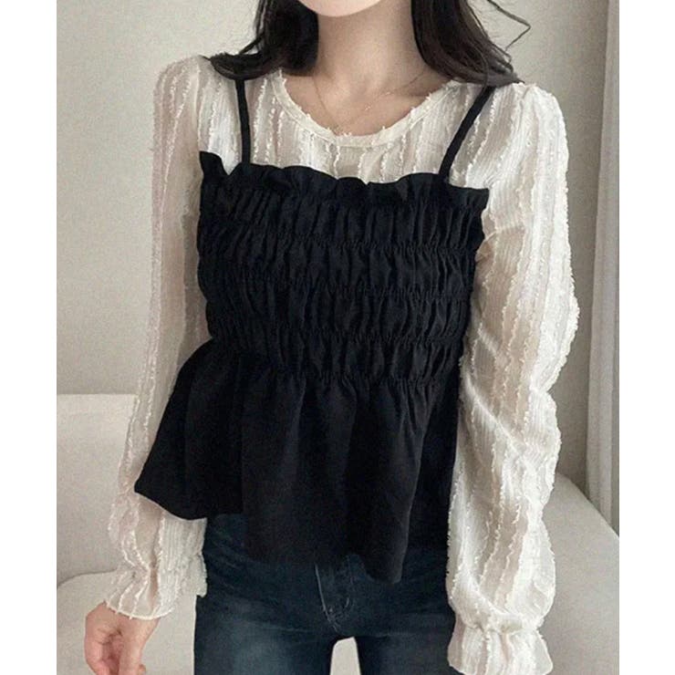 レイヤード風 シャーリングペプラムトップス | VIVID LADY | 詳細画像6 