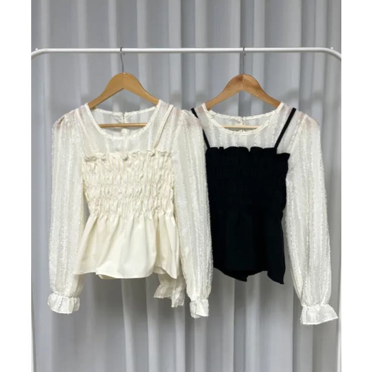 レイヤード風 シャーリングペプラムトップス | VIVID LADY | 詳細画像9 