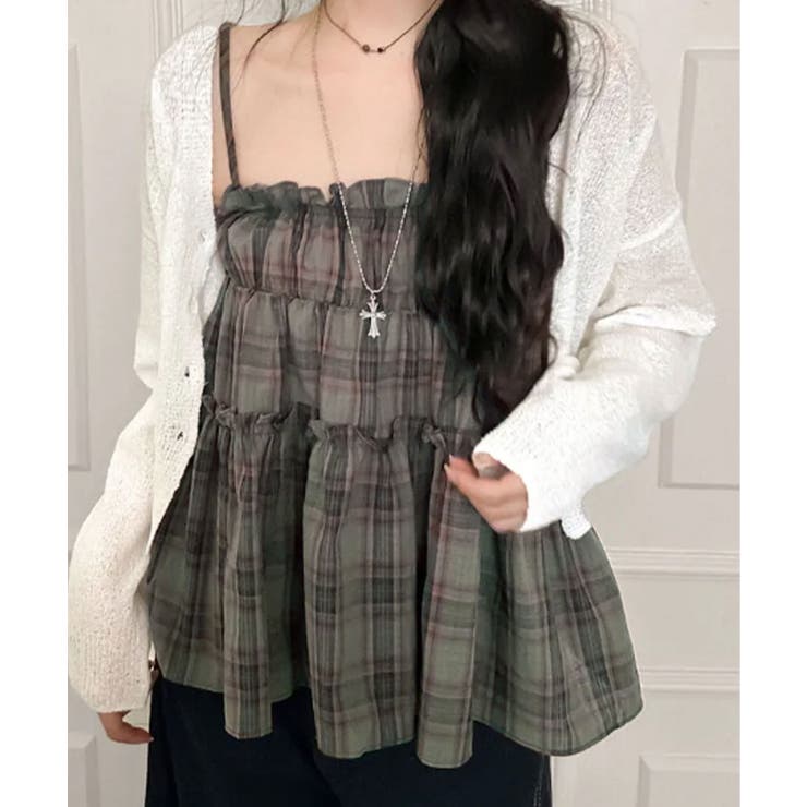 チェック柄 ティアードフリルキャミトップス | VIVID LADY | 詳細画像14 