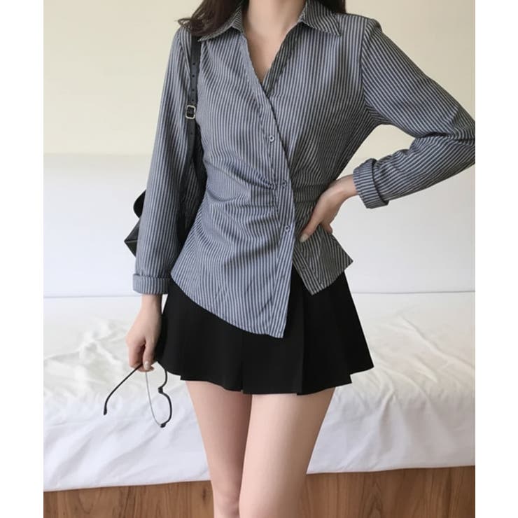 カシュクール ストライプ ウエストマークシャツ | VIVID LADY | 詳細画像1 