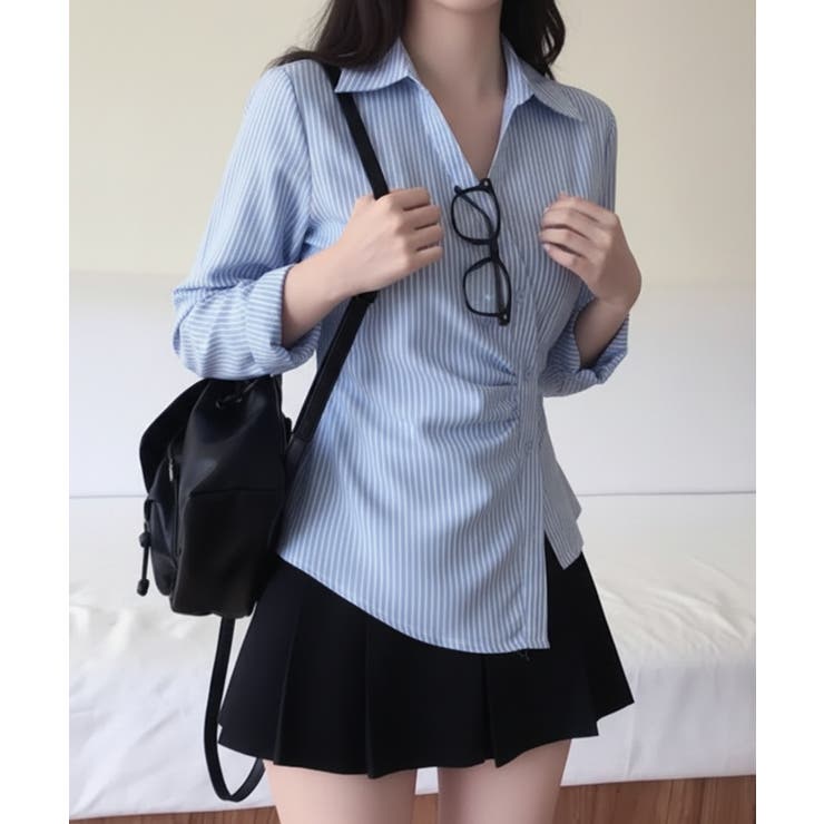 カシュクール ストライプ ウエストマークシャツ | VIVID LADY | 詳細画像15 