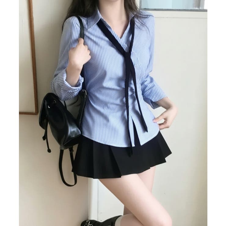 カシュクール ストライプ ウエストマークシャツ | VIVID LADY | 詳細画像16 