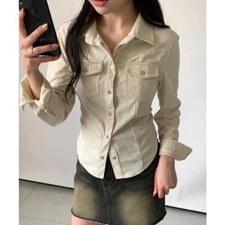 コンパクト コーデュロイラウンドヘムシャツ | VIVID LADY | 詳細画像5 