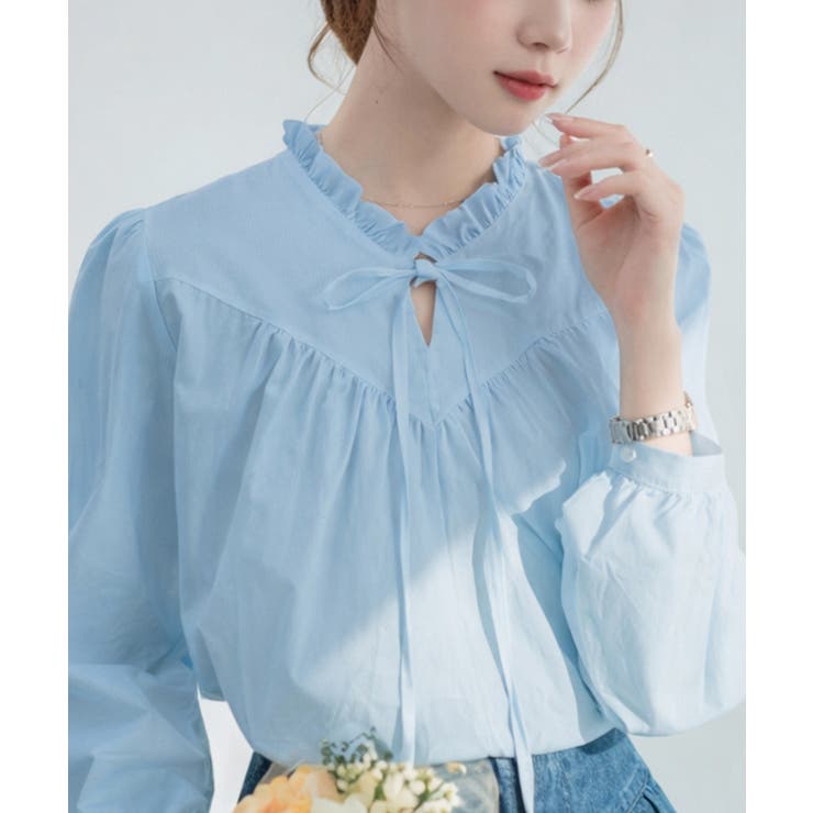 Vネック フリル リボン ブラウス | VIVID LADY | 詳細画像2 