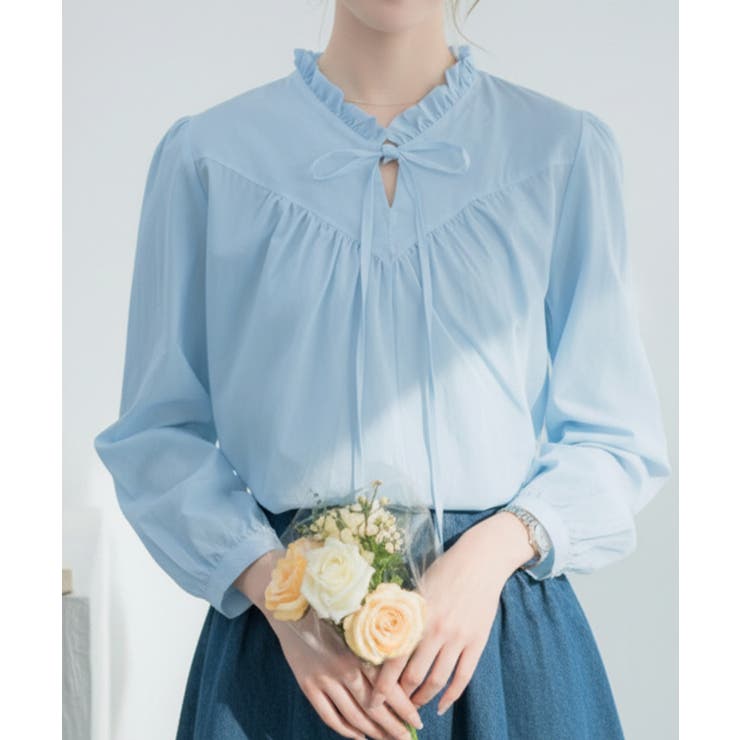 Vネック フリル リボン ブラウス | VIVID LADY | 詳細画像1 