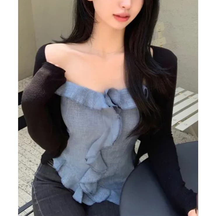 フリルデザイン カップ付き ベアトップ ビスチェ | VIVID LADY | 詳細画像2 