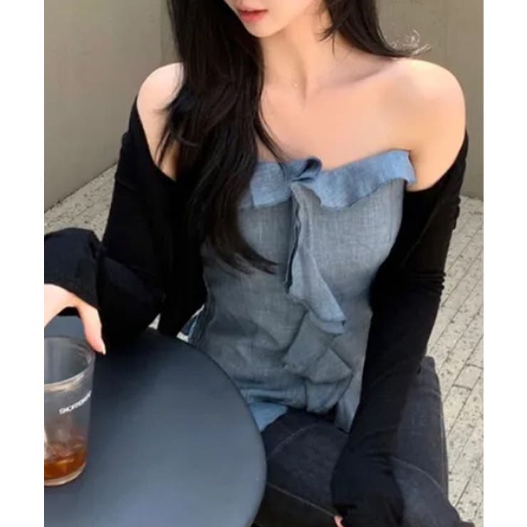 フリルデザイン カップ付き ベアトップ ビスチェ | VIVID LADY | 詳細画像4 